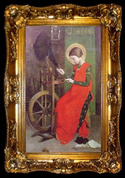 framed  Marianne Stokes St Elizabeth of Hungary Spinning for the Poor, ta009-2